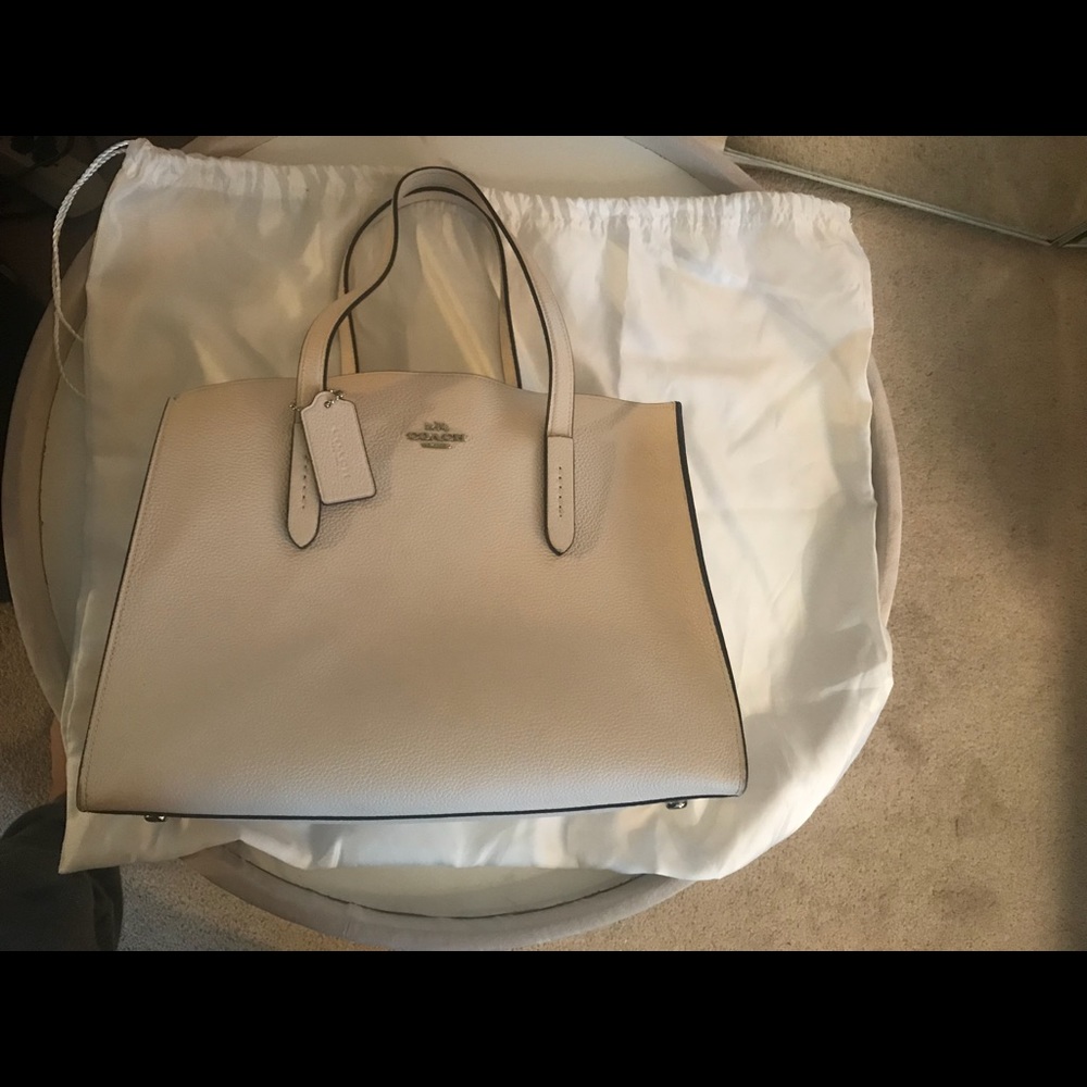 Coach Charlie Carryall 40 White pebble leather